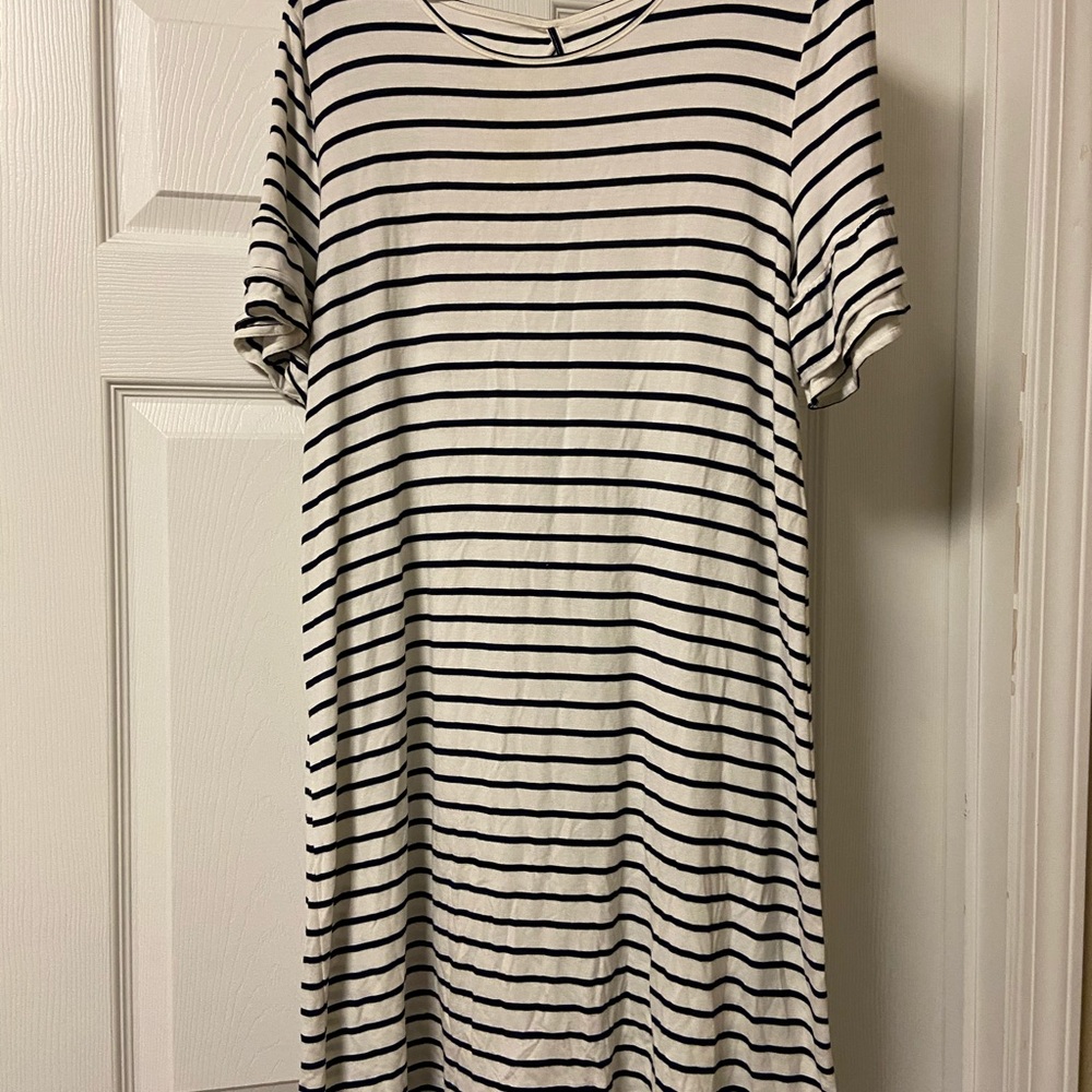 Navy blue striped summer dress